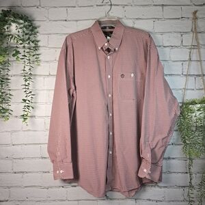 GEORGE STRAIT COLLECTION BY WRANGLER RED CHECKERED MENS DRESS SHIRT SIZE XLG